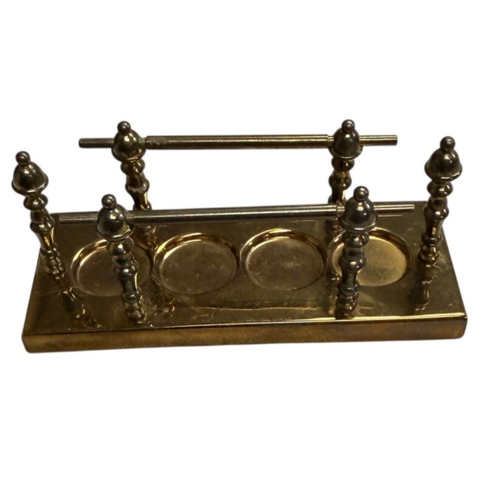 Antique Art Deco Gold-tone Brass Vanity Caddy
